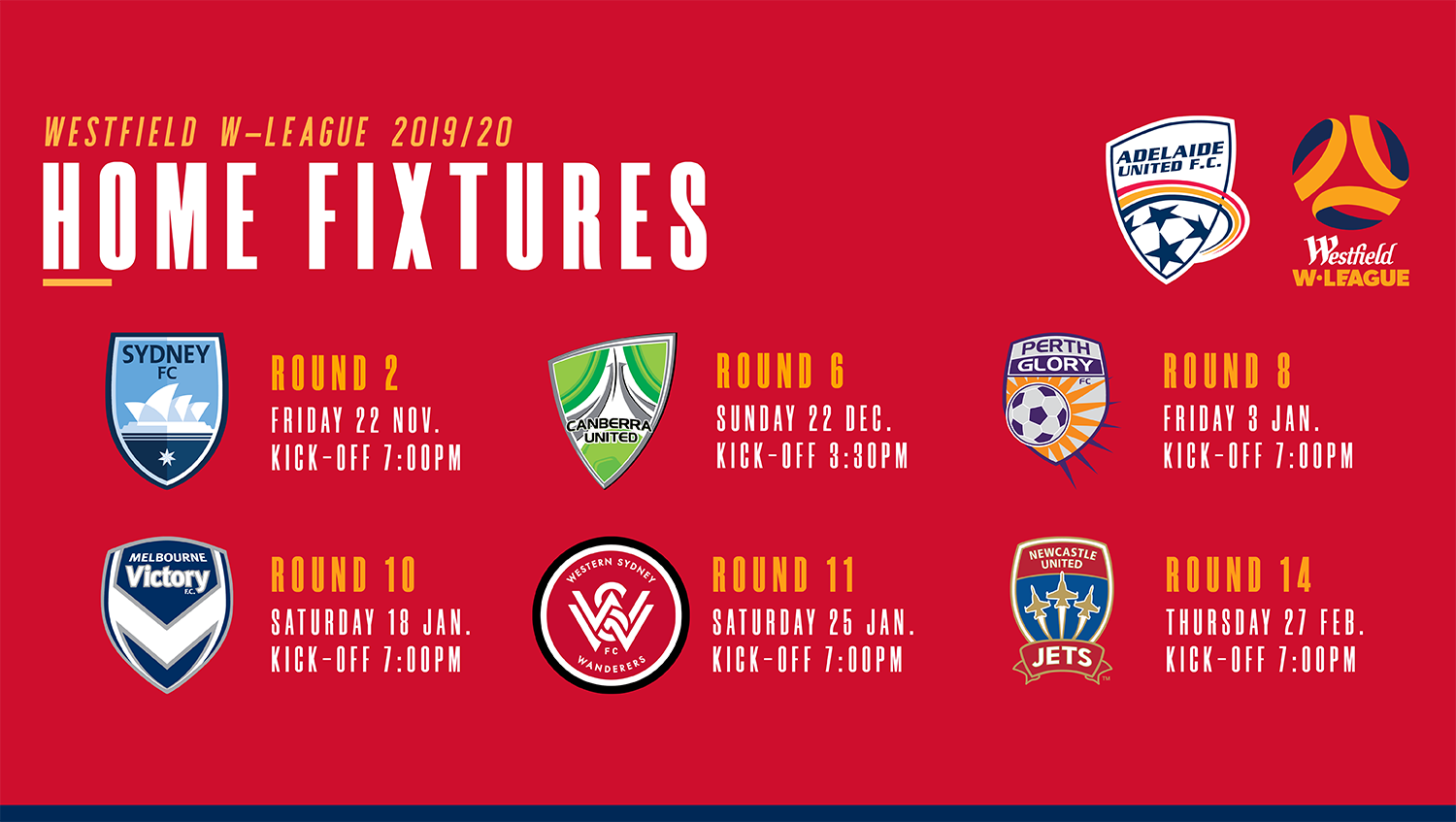 Adelaide United Westfield W-League 2019/20 home games