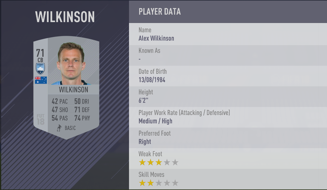 Alex Wilkinson - FIFA 18